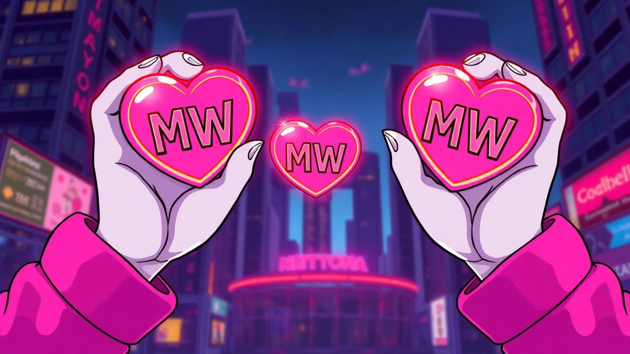 Hands holding MW heart tokens